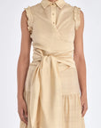 Front view of the Harlow Wrap Blouse in a soft vanilla color.