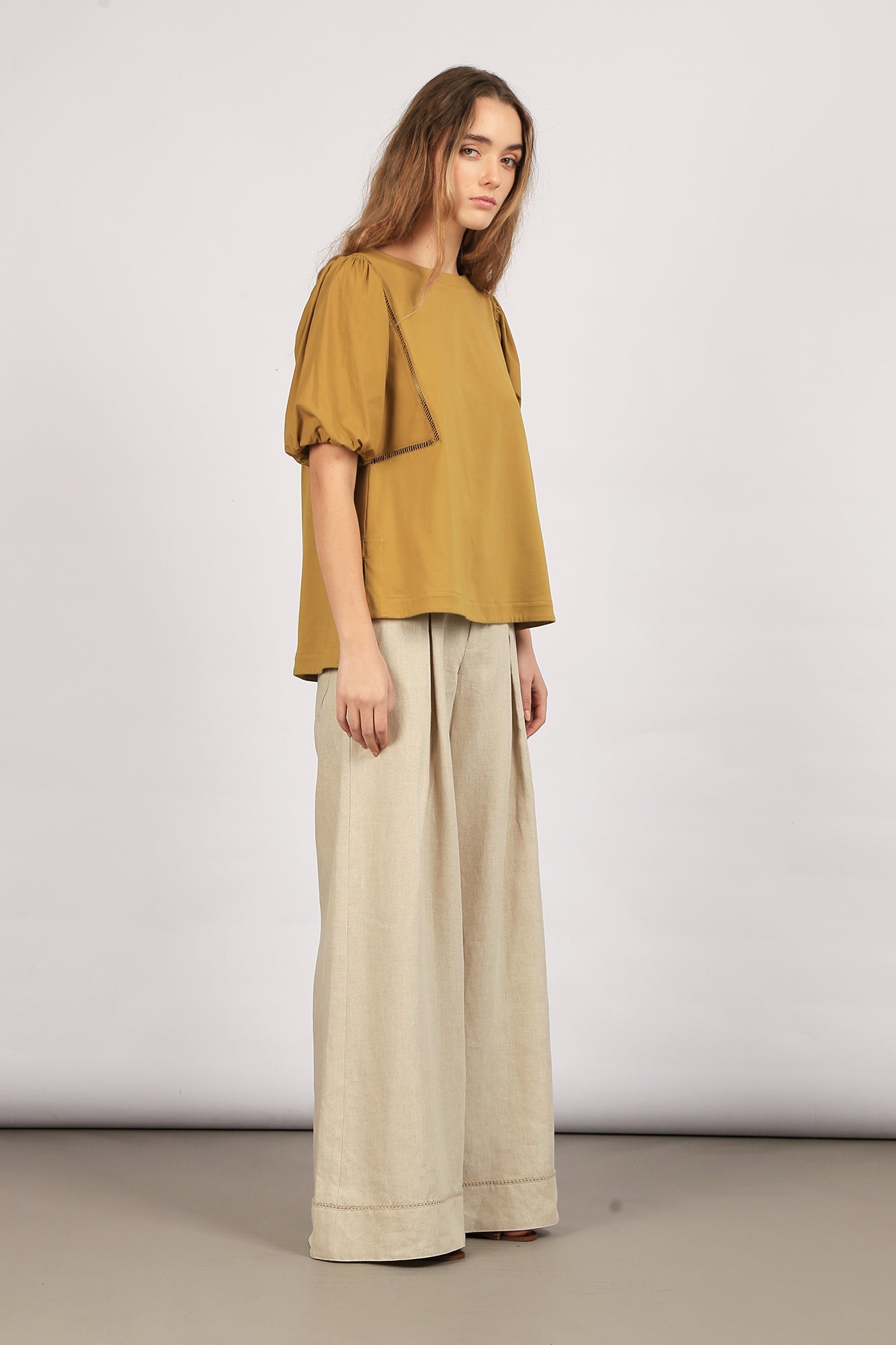 Jamie Textured Cotton Top | Olive