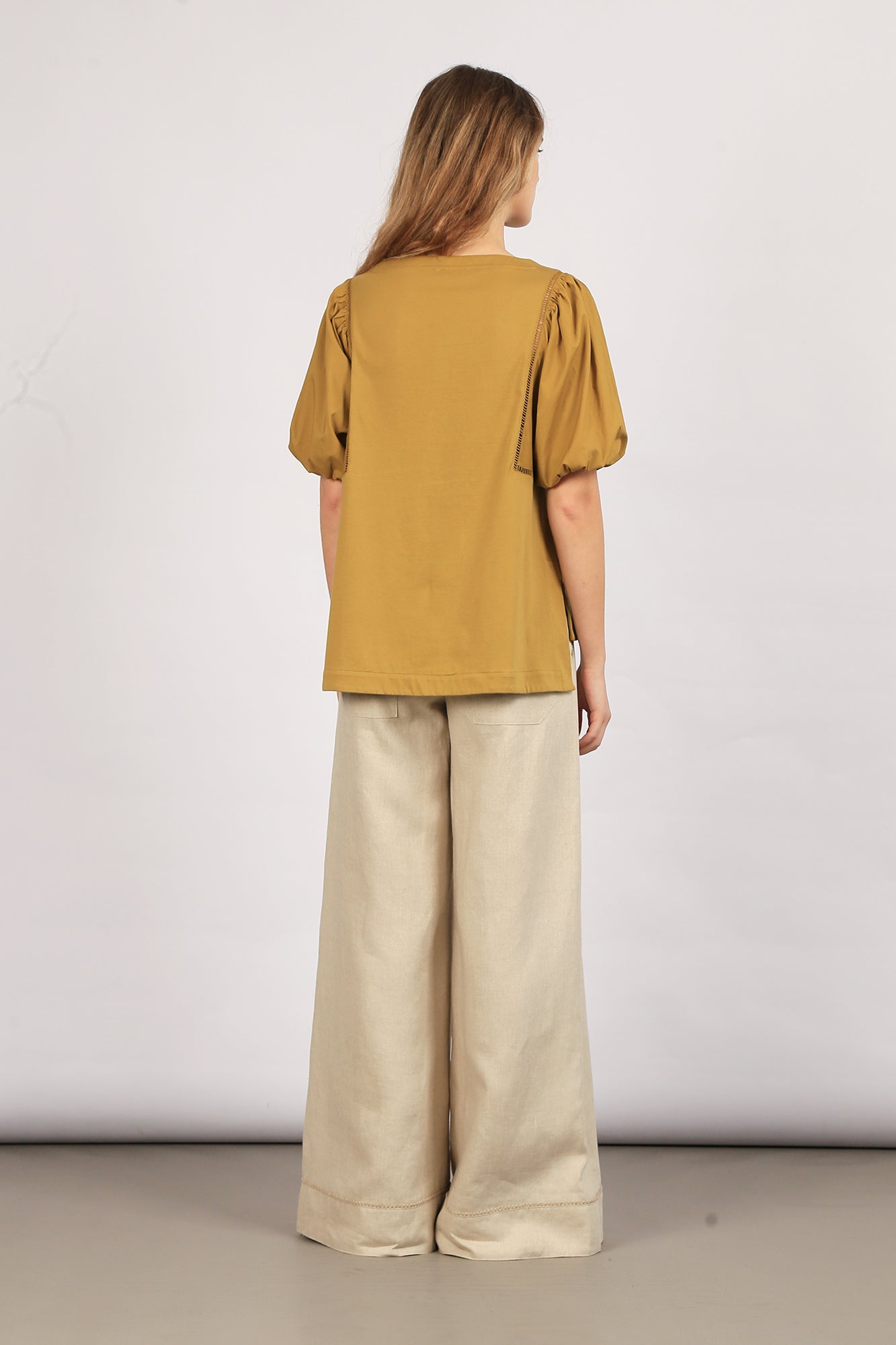 Jamie Textured Cotton Top | Olive