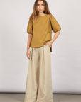 Jamie Textured Cotton Top | Olive