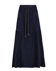 Milena midi skirt in navy with elasticized waistband and front pockets