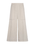 Zoe Pant in Prestine – High-waisted wide-leg pants in 100% cotton with patch pockets and side vents.