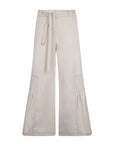 Zoila Pant in Prestine – High-waisted cotton palazzo pants with wide belt, contrast stitching, and refined silhouette.