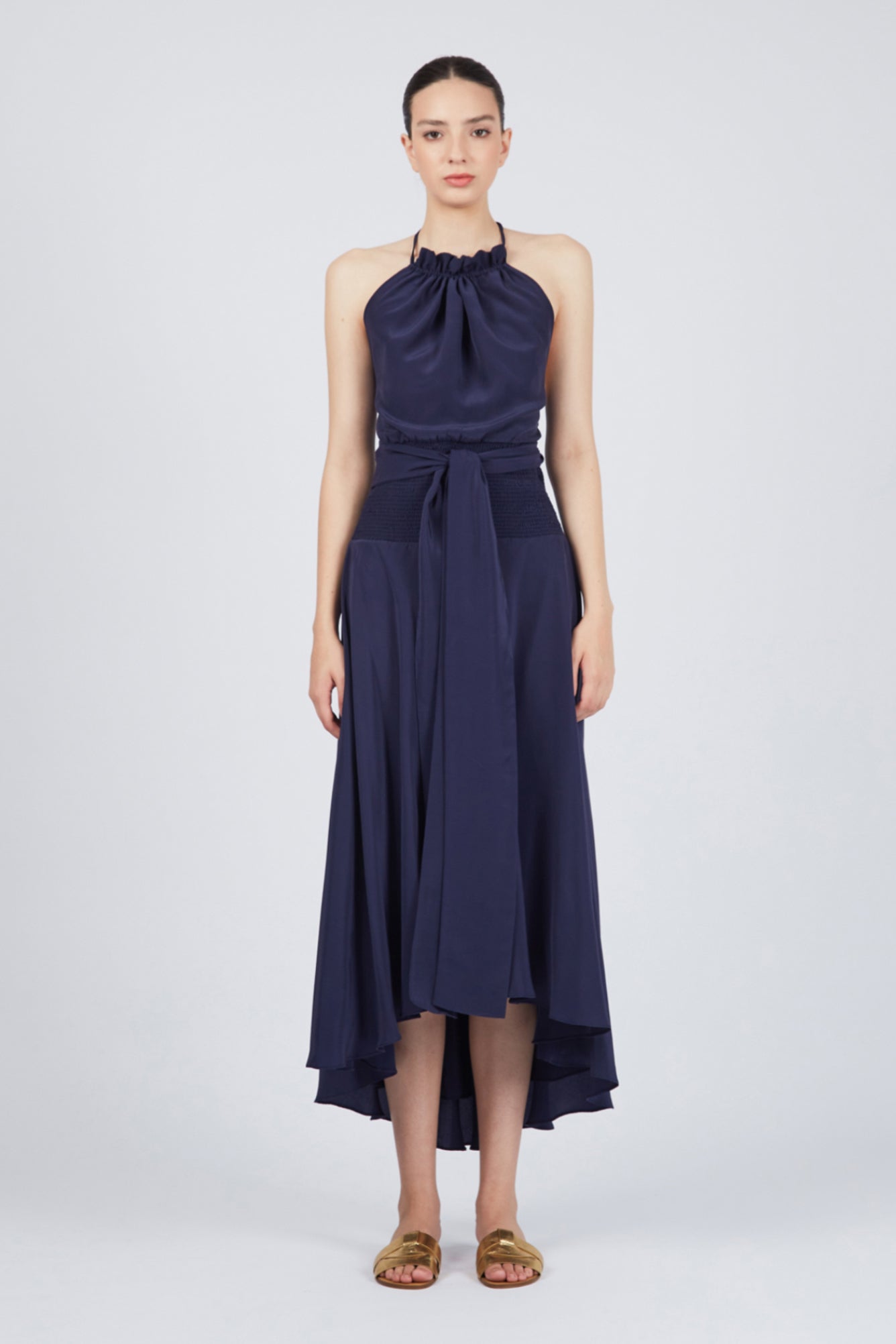 Sitka Semsch Women's Dresses, Midi Dress, Blue, Size XS, Silk Crepe Sitka Semsch Women's Dresses, Midi Dress, Blue, Size XS, Silk Crepe
