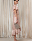 Adelina Dress in Blush | Elegant Silk Midi Dress with Crochet Belt | Sitka Semsch