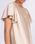 Adelina Dress in Sand | Timeless Silk Midi Dress with Asymmetrical Hem | Sitka Semsch