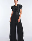 Africa Silk Overlay Pant | Black