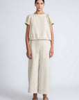 Amara blouse in prestine with broderie appliques and adjustable drawstring