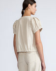 Amara blouse in prestine with broderie appliques and adjustable drawstring