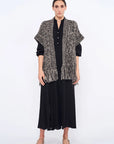 Amaris Alpaca Fringe Poncho | Black Melange
