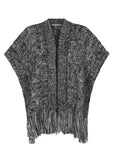 Amaris Alpaca Fringe Poncho | Black Melange
