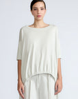 Amaya Top in Silver – Relaxed-fit cotton top with round neckline and stylish hem pullers with buckles.