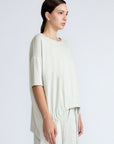 Amaya Top in Silver – Relaxed-fit cotton top with round neckline and stylish hem pullers with buckles.