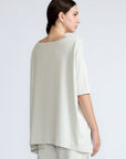 Amaya Top in Silver – Relaxed-fit cotton top with round neckline and stylish hem pullers with buckles.