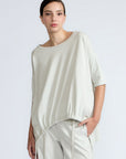Amaya Top in Silver – Relaxed-fit cotton top with round neckline and stylish hem pullers with buckles.