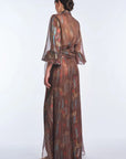 Anabeli Sheer-Panel Print Pant - Brown