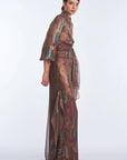 Anabeli Sheer-Panel Print Pant - Brown