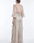 Anabeli Sheer-Panel Print Pant - Sand