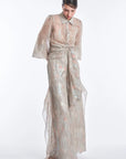 Anabeli Sheer-Panel Print Pant - Sand