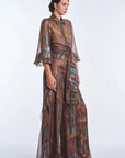 Anabeli Sheer Print Blouse - Brown