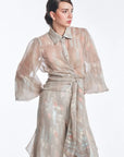 Anabeli Sheer Print Blouse - Sand