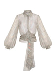 Anabeli Sheer Print Blouse - Sand