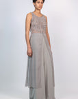 Be Blouse in Silver – Sleeveless Silk Blouse with Round Neckline | Sitka Semsch