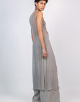 Be Blouse in Silver – Sleeveless Silk Blouse with Round Neckline | Sitka Semsch