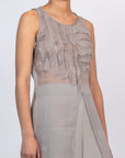 Be Blouse in Silver – Sleeveless Silk Blouse with Round Neckline | Sitka Semsch