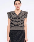 Beca Crochet Sleeve Alpaca Vest | Black Melange