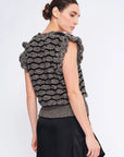 Beca Crochet Sleeve Alpaca Vest | Black Melange