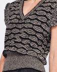 Beca Crochet Sleeve Alpaca Vest | Black Melange