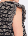 Beca Crochet Sleeve Alpaca Vest | Black Melange