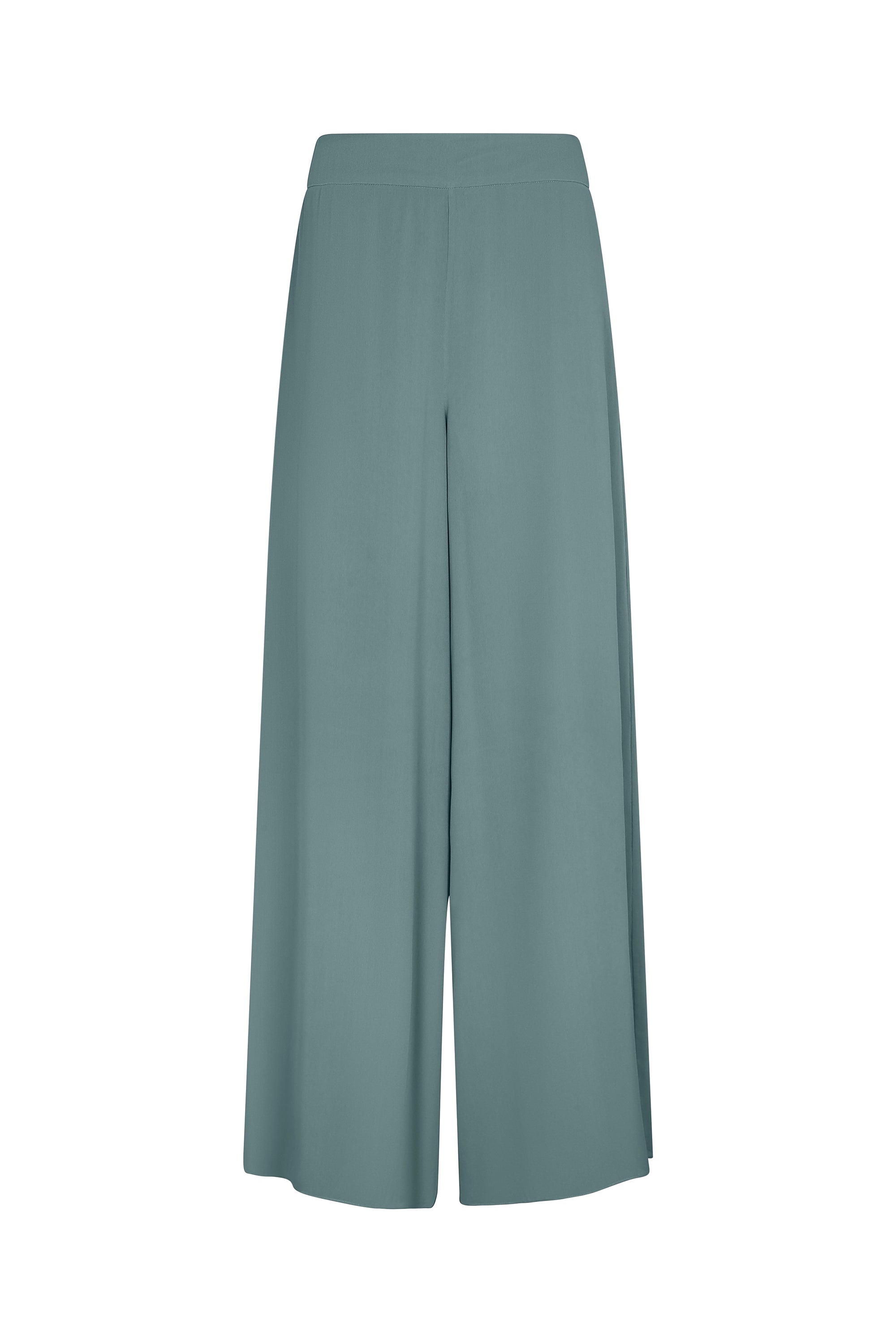 Bellami Pant in Dark Green – Chic relaxed silk palazzo pants with wide waistband.