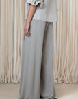 Bellami Pant in Silver – Elegant wide-leg silk pants with flowing silhouette.