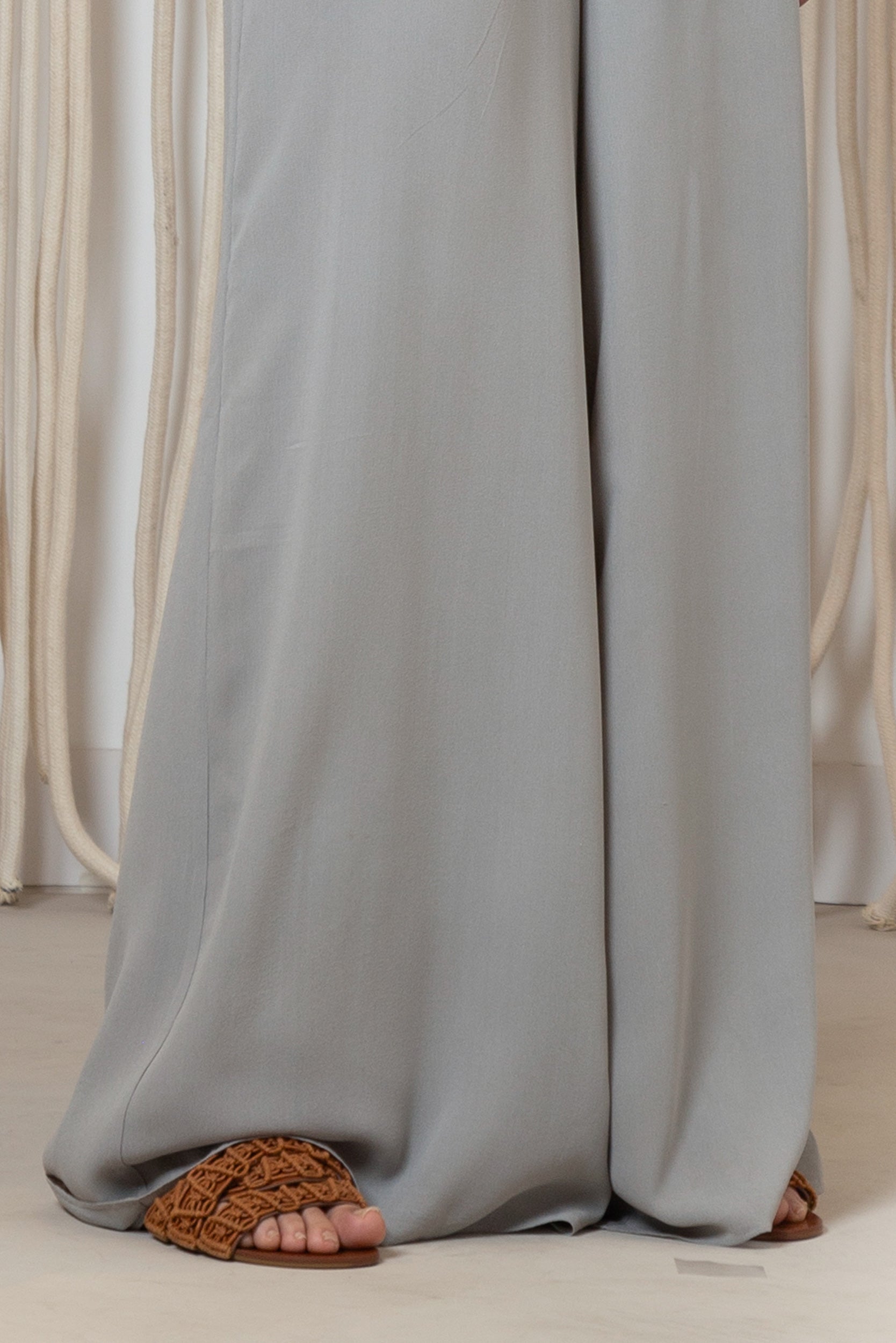 Bellami Pant in Silver – Elegant wide-leg silk pants with flowing silhouette.