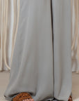 Bellami Pant in Silver – Elegant wide-leg silk pants with flowing silhouette.