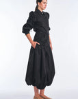 Bimba Cotton Balloon Midi Skirt | Black