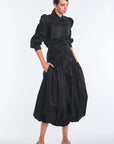 Bimba Cotton Balloon Midi Skirt | Black