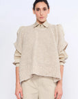 Chelsea Openwork Alpaca Poncho | Beige Melange