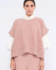 Chelsea Openwork Alpaca Poncho | Rose Melange
