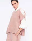 Chelsea Openwork Alpaca Poncho | Rose Melange