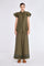 Front view of the Clark Blouse in Olive, showcasing its tailored shirt collar and relaxed fit.