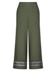 Front view of the Clark Ease Pant in olive, showcasing its soft knit fabric and relaxed fit.