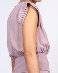 Cordova silk top in lilac with elasticated waist and modern silhouette