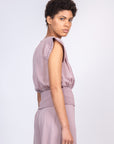 Cordova silk top in lilac with elasticated waist and modern silhouette