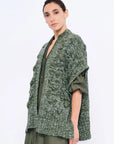 Dayana Alpaca Fringe Poncho | Olive Melange