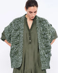 Dayana Alpaca Fringe Poncho | Olive Melange