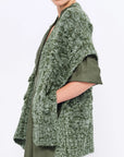 Dayana Alpaca Fringe Poncho | Olive Melange