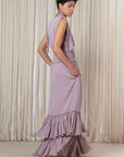 Silk Maxi Dress with Shoulder Ties & Ruffled Skirt | Sitka Semsch